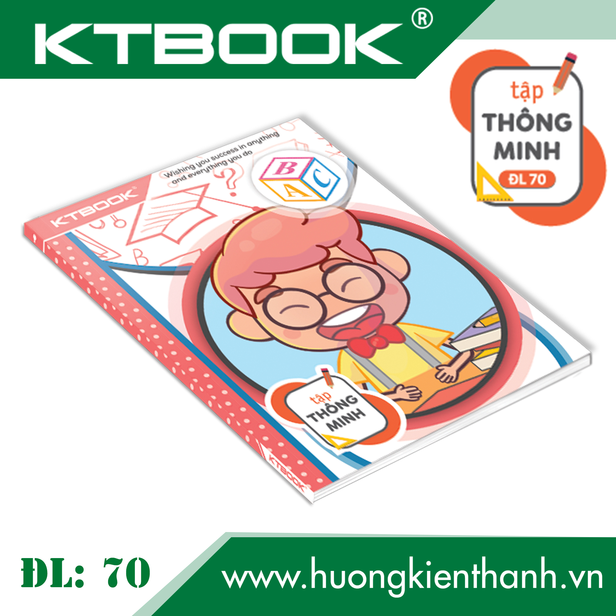 Gói 10 cuốn Tập Học Sinh Cao Cấp KTBOOK Thông Minh giấy trắng tốt ĐL 70 - 96 trang