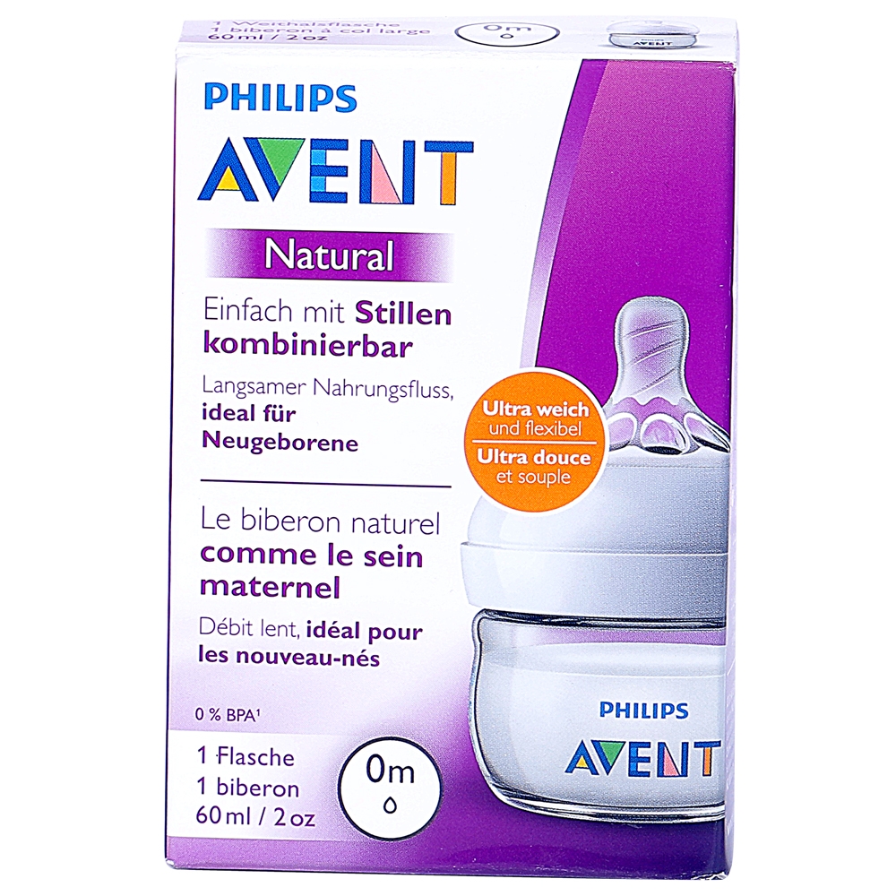 Hộp 1 Bình Sữa Bằng Nhựa Philips Avent Không Có BPA 60ml Cho Bé Từ Sơ Sinh - 0.39.17