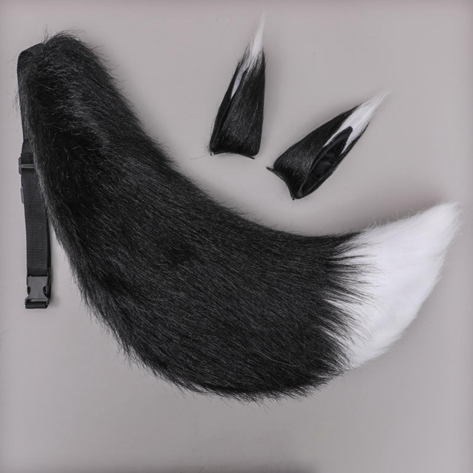 3 Pieces Plush Fox Ears Hair Clip Faux Fur Long Tail Women Girl Headwear Lovely Lolita Headband for Anime Cosplay Prop Christmas Fancy Dress