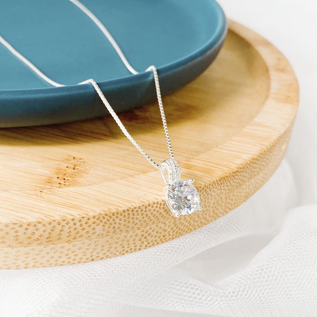 Dây chuyền bạc ATJ9069 cao cấp , vòng cổ mặt nụ đá tròn ANTA Jewelry