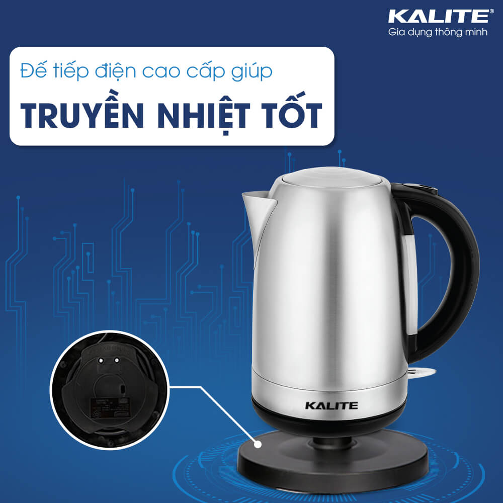 Ấm Đun Siêu Tốc Inox Cao Cấp KALITE KL- 301 Dung Tích 1.7 Lít Công Suất 1850W - Hàng Chính Hãng