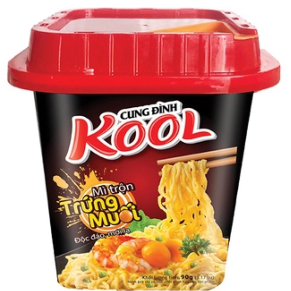 Thùng 12 Hộp Mì Trộn Trứng Muối Cung Đình Kool (90g x 12 Hộp)