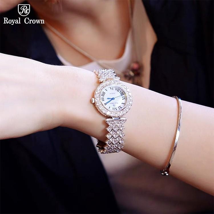 Đồng Hồ Nữ Chính Hãng Royal Crown 6305 Jewelry Dây Kim Loại Đính Đá Chống Nước Chống Xước