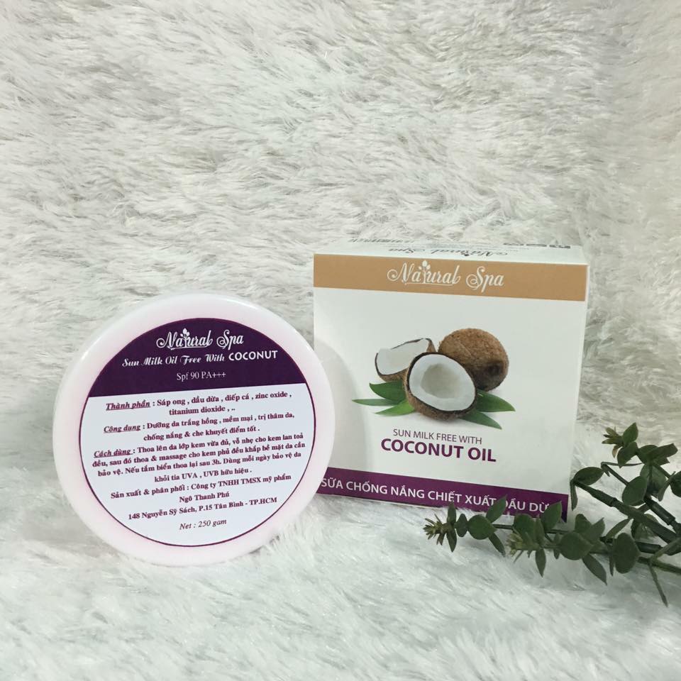 Kem chống nắng chiết xuất dầu dừa Natural Spa Coconut Oil SPF 90 PA++ 250g