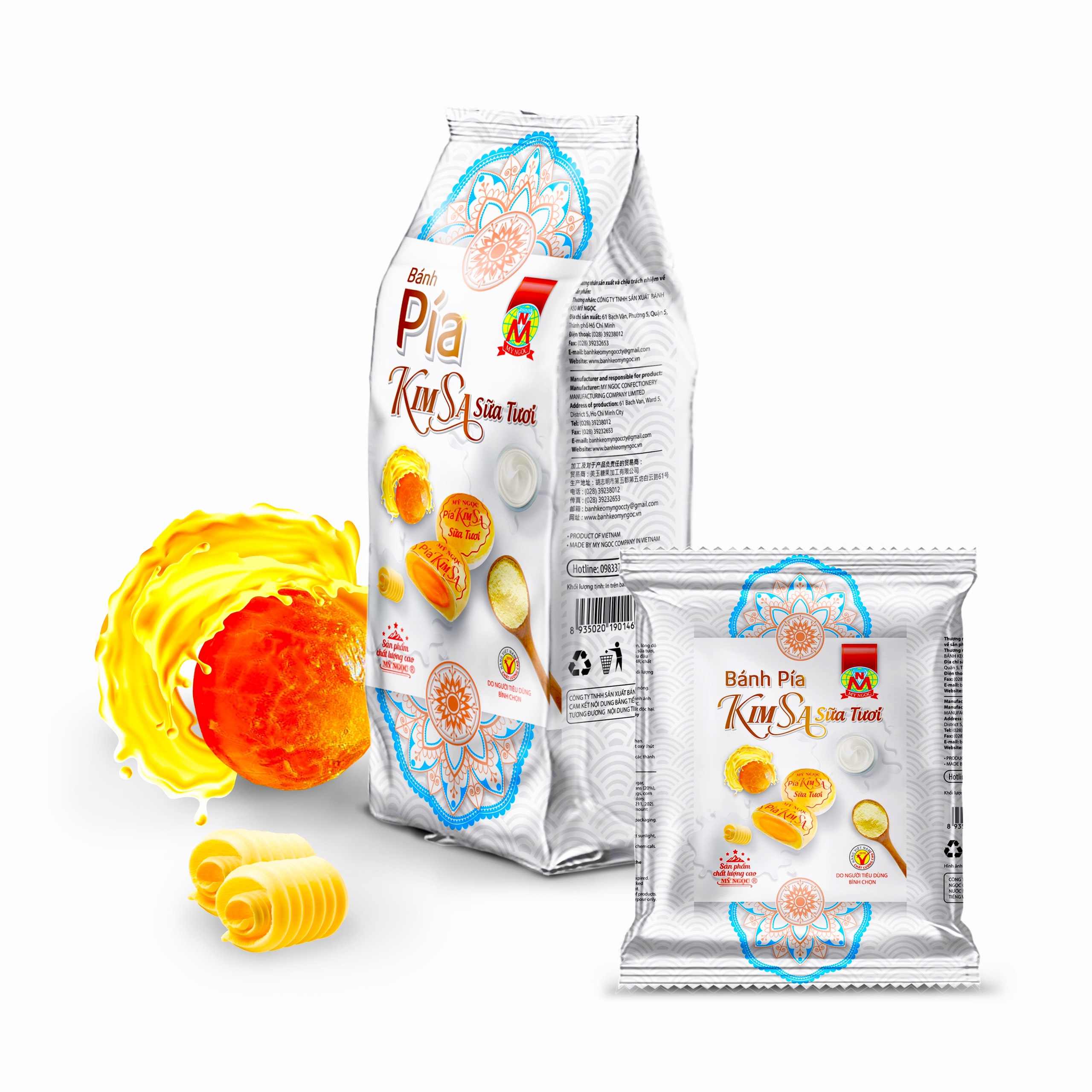 380g Bánh pía KIM SA SỮA tươi MỸ NGỌC [ KHÔNG CÓ sầu riêng & CÓ trứng muối ]