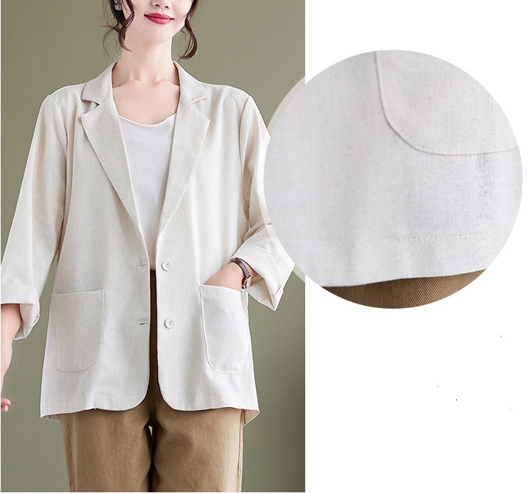 Áo blazer nữ công sở dài tay, kiểu dáng cơ bản dễ mặc, chất liệu linen bột cao cấp CS03