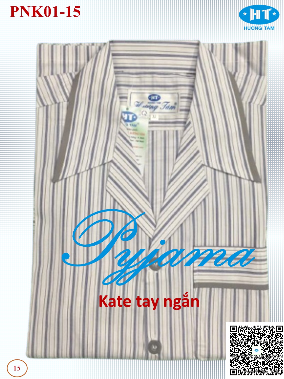 Bộ Pyjama HUONGTAM Kate  tay ngắn nam cao cấp(PNK02N9). Chất liệu Kate loại tốt:  mềm mại, thoáng mát, không phai màu