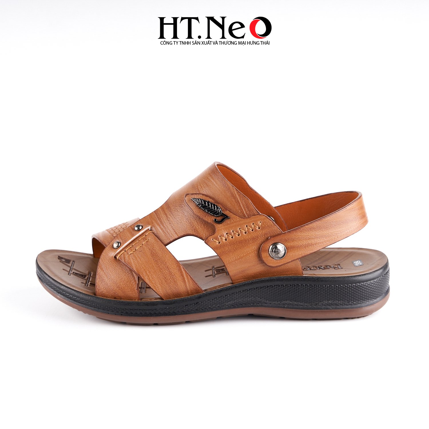 Sandal nam HT.NEO 100% da bò mềm mại, đế cao su nguyên khối, khâu may chân quai siêu chắc chắn SD151