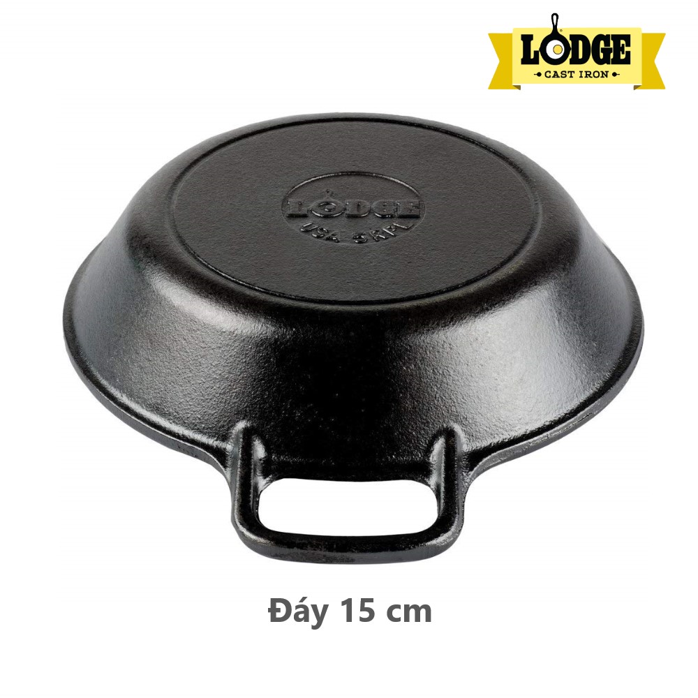 [Chính hãng LOGDE - MỸ] Chảo gang Lodge lòng sâu hai tay cầm 20,3cm - L5RPL3. Dùng xào, chiên, nướng, áp chảo thực phẩm.