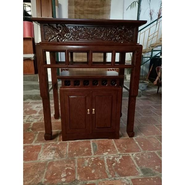 Bộ bàn thờ gỗ sồi 107cm mẫu hiện đại màu cánh gián