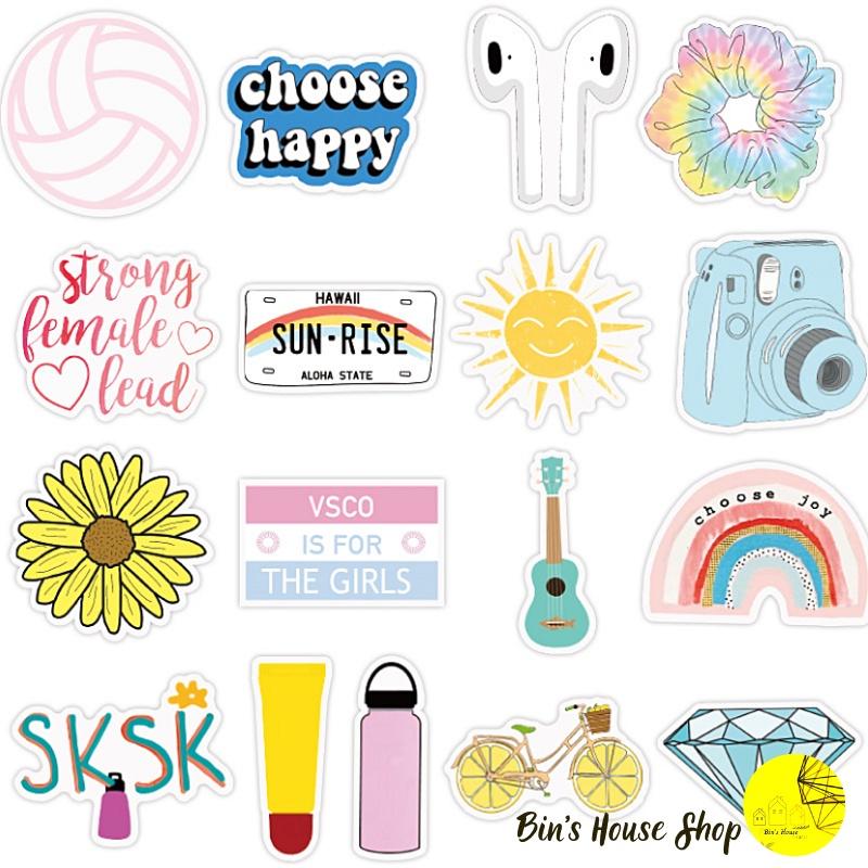 Bộ Sticker - Miến Dán Siêu Kute - Họa Tiết Đủ Loại- Vintage - màu sắc cực cute 2 (bộ 50 miếng)