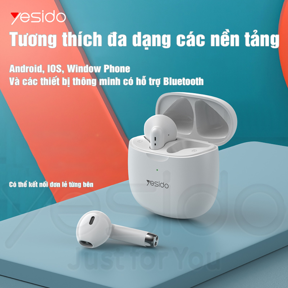 Tai nghe Bluetooth Yesido TWS-09 Nhỏ gọn Nhẹ nhàng Thoải mãi khi đeo Bluetooth 5.1 Không độ trễ Hàng nhập khẩu