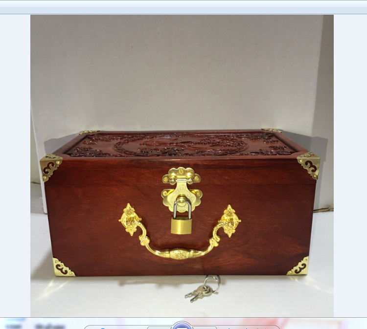 Hộp đựng con dấu - đựng đồ trang sức chạm chim phương bằng gỗ hương size 24cm - kèm khóa mini