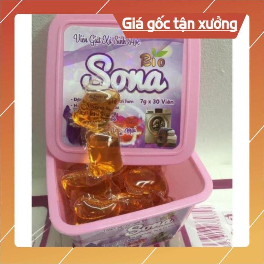 VIÊN GIẶT XẢ 2 IN 1 SONA - HỘP 30 VIÊN, Lưu Hương Lâu, Làm Mềm Vải, Không Gây Kích Ứng Da