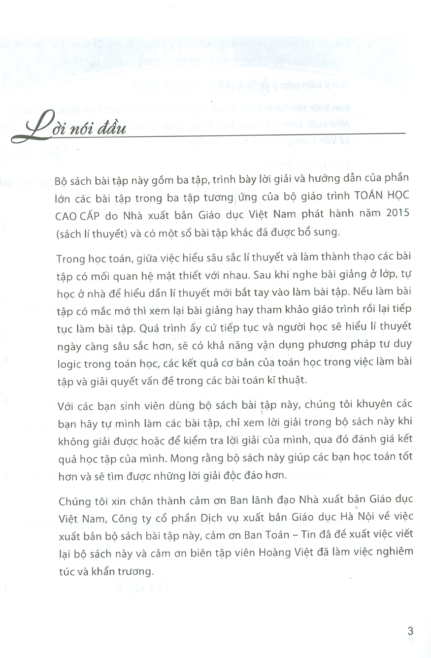 Combo 2 Quyển Toán Học Cao Cấp, Tập 1 - Đại Số Và Hình Học Giải Tích (Bài Học + Bài Tập) (Tái bản năm 2023)