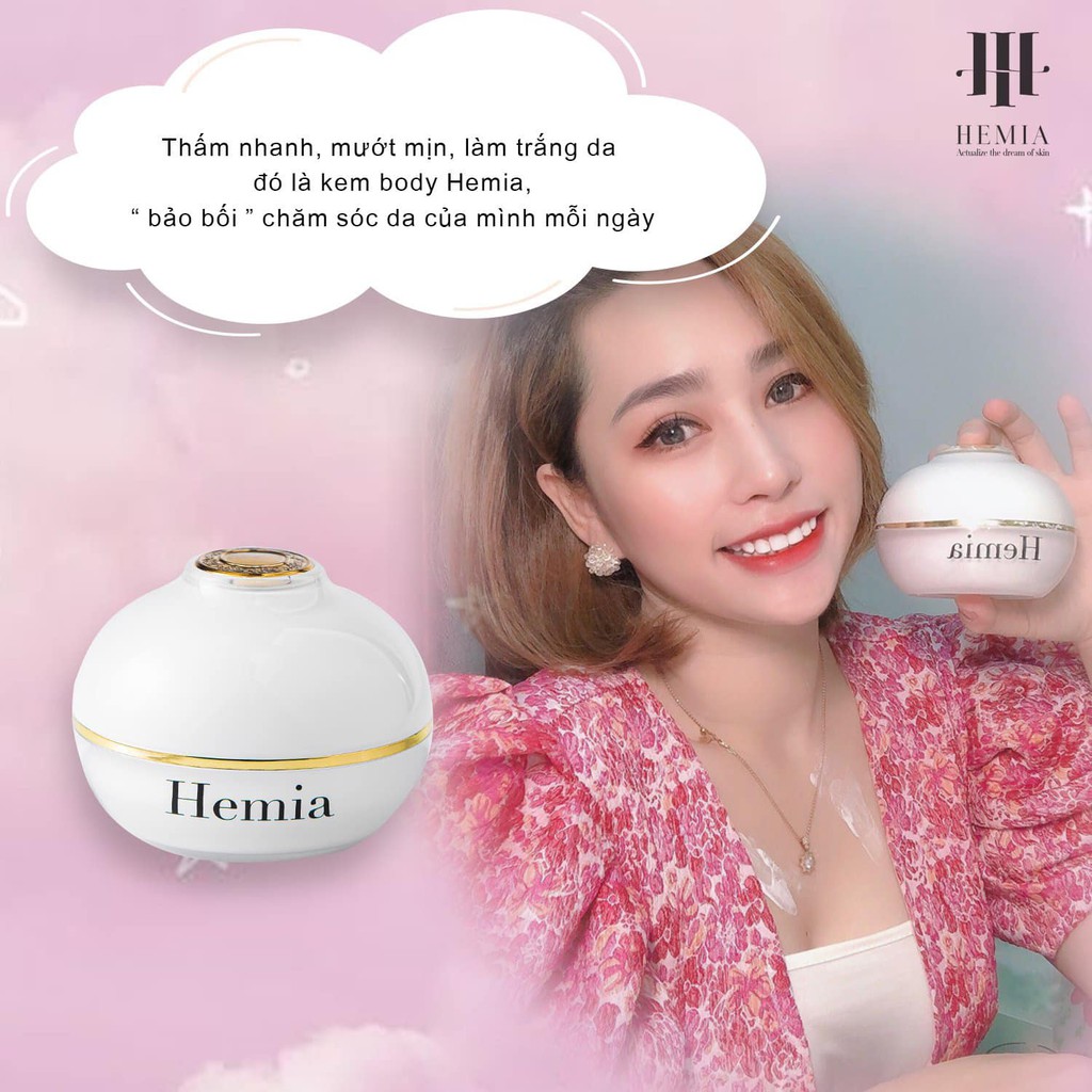 Kem dưỡng toàn thân Hemia Whitening Body Cream 150g dưỡng trắng, cấp ẩm, chống nắng, make up da