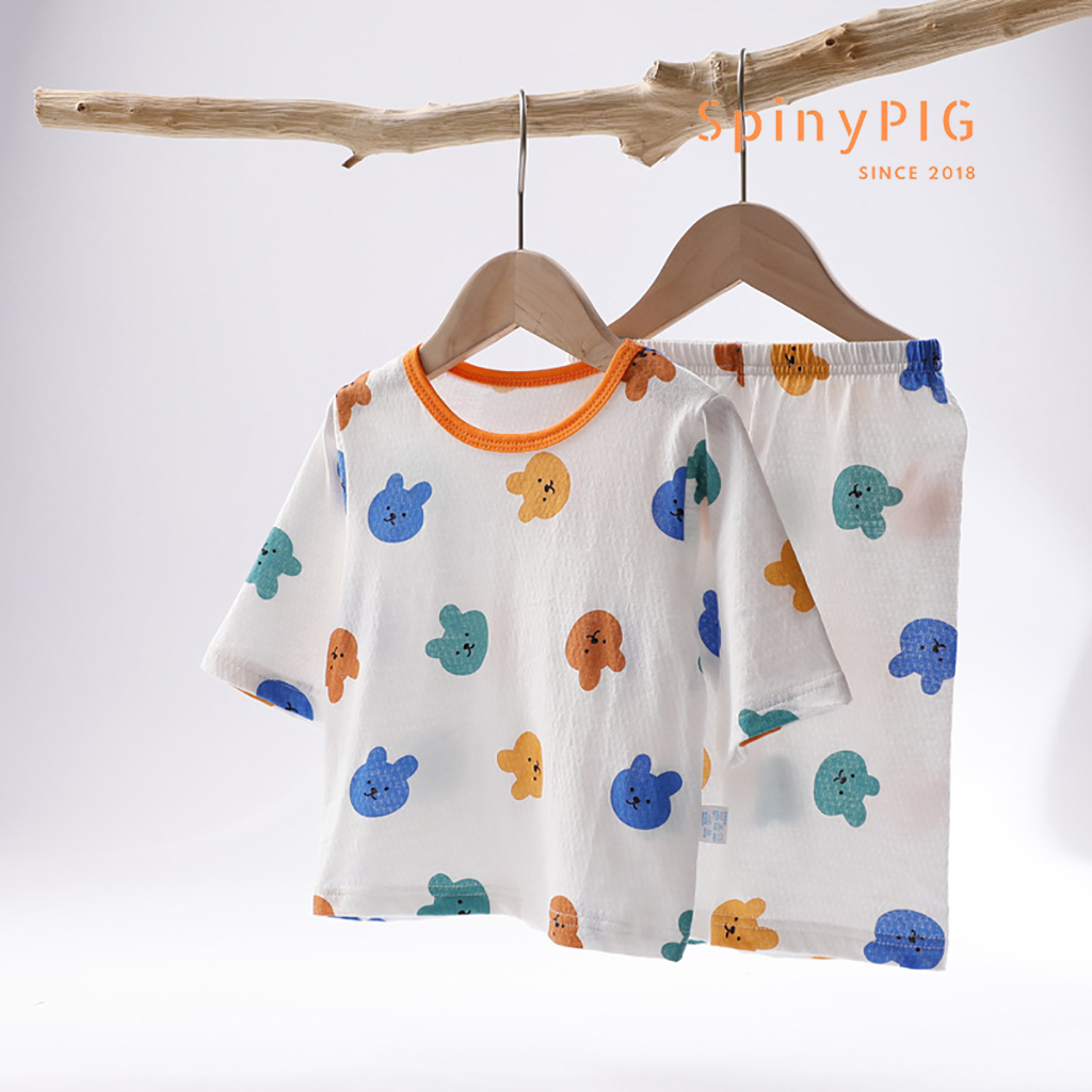 Bộ quần áo cho bé sơ sinh 0-4 tuổi nhiều màu tay lửng cotton lỗ mềm mát và thoáng khí cho bé gái bé trai mùa hè thu