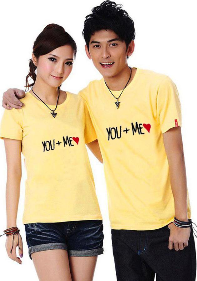 Bộ Áo Thun Đôi You And Me Màu Vàng Nam Nữ