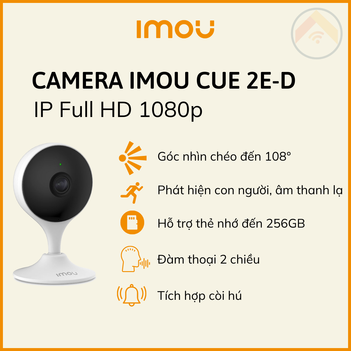 Hàng chính hãng Camera IMOU CUE-2D C22SP kèm thẻ nhớ 32GB Wifi 2MP H264