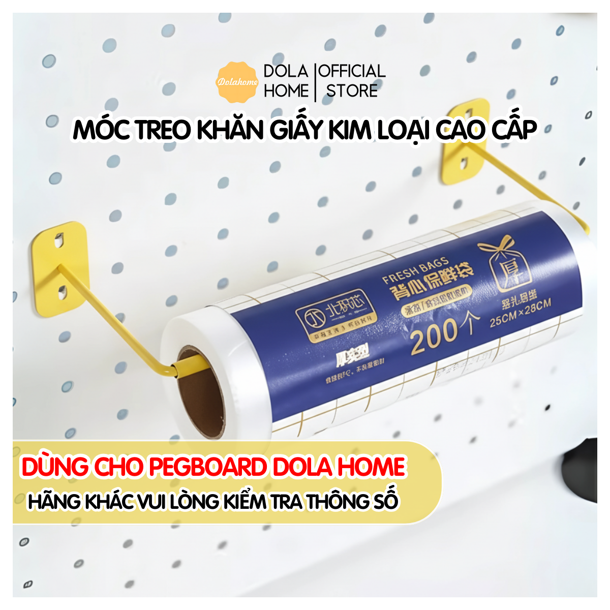 Móc treo kim loại Dola Home để khăn lau, khăn giấy, băng keo phụ kiện bảng Pegboard