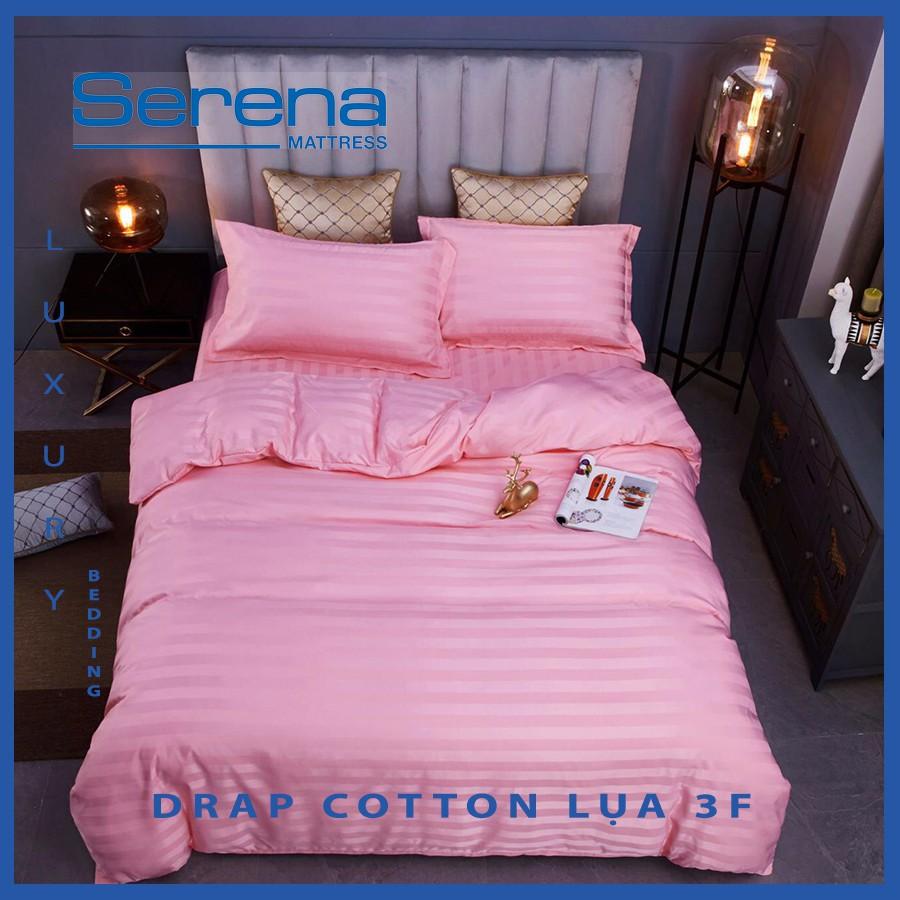 Bộ Chăn Ga Gối Cotton Lụa 5 Món Cao Cấp SERENA Bộ Drap Lụa 3F Mát Chăn Mùa Hè Đẹp - Hệ Thống Nệm
