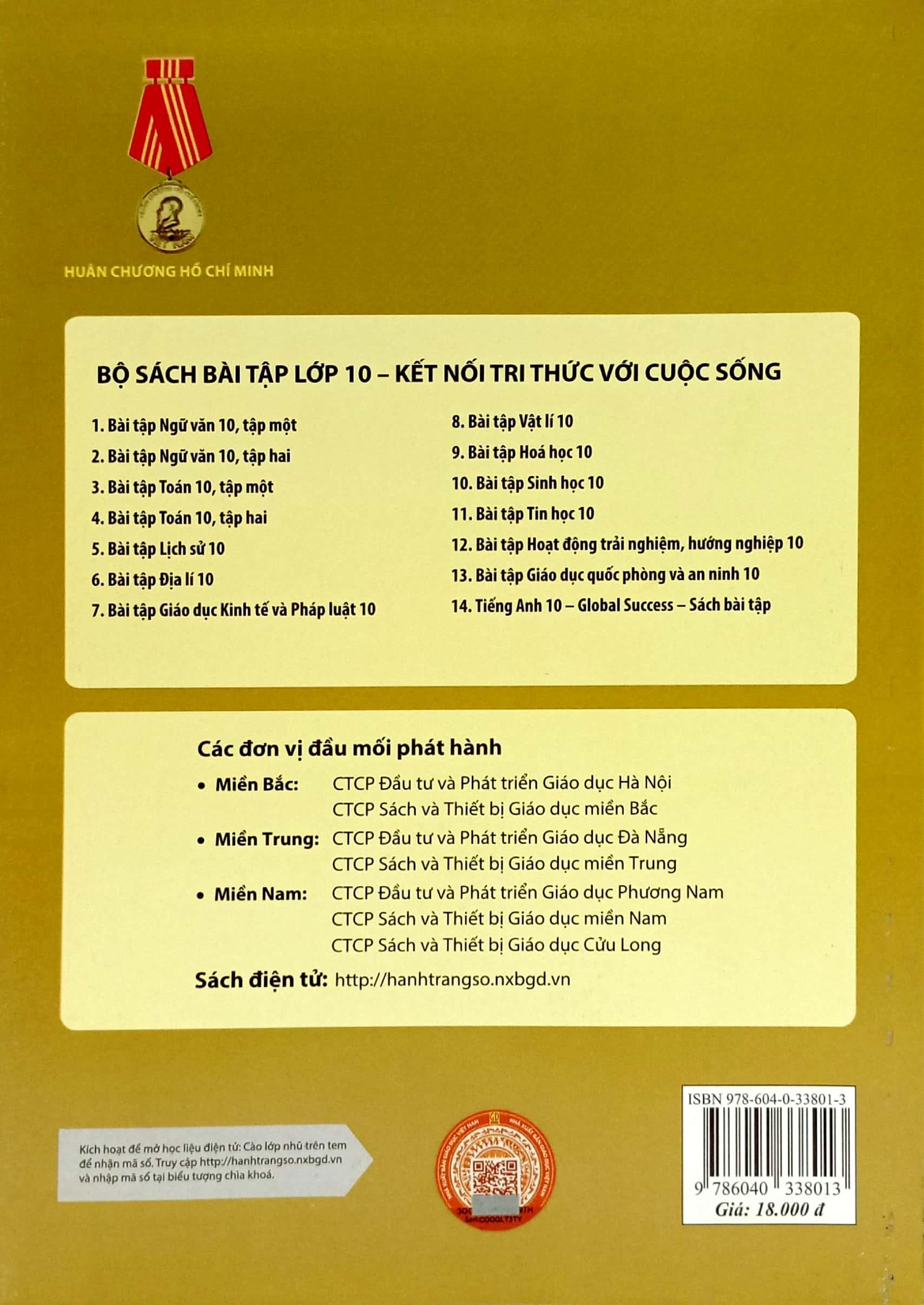 Sách Giáo Khoa Bài Tập Toán 10 - Tập 1 (Kết Nối Tri Thức) (Chuẩn)