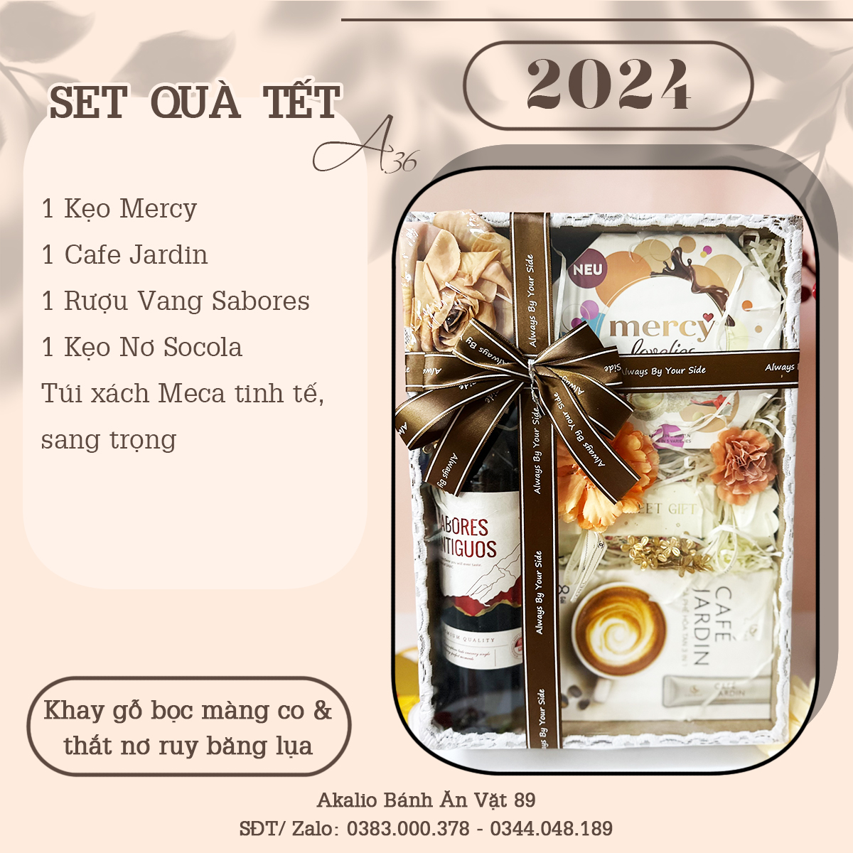Set Hộp Quà Tết 2024 Mã Đáo Thành Công Tone Vàng A36 Khay Gỗ Sang Trọng Thích Hợp Để Biếu Tặng Dịp Năm Mới Có Vang Đỏ, Trà, Bánh Kẹo Đủ Đầy, Ý Nghĩa