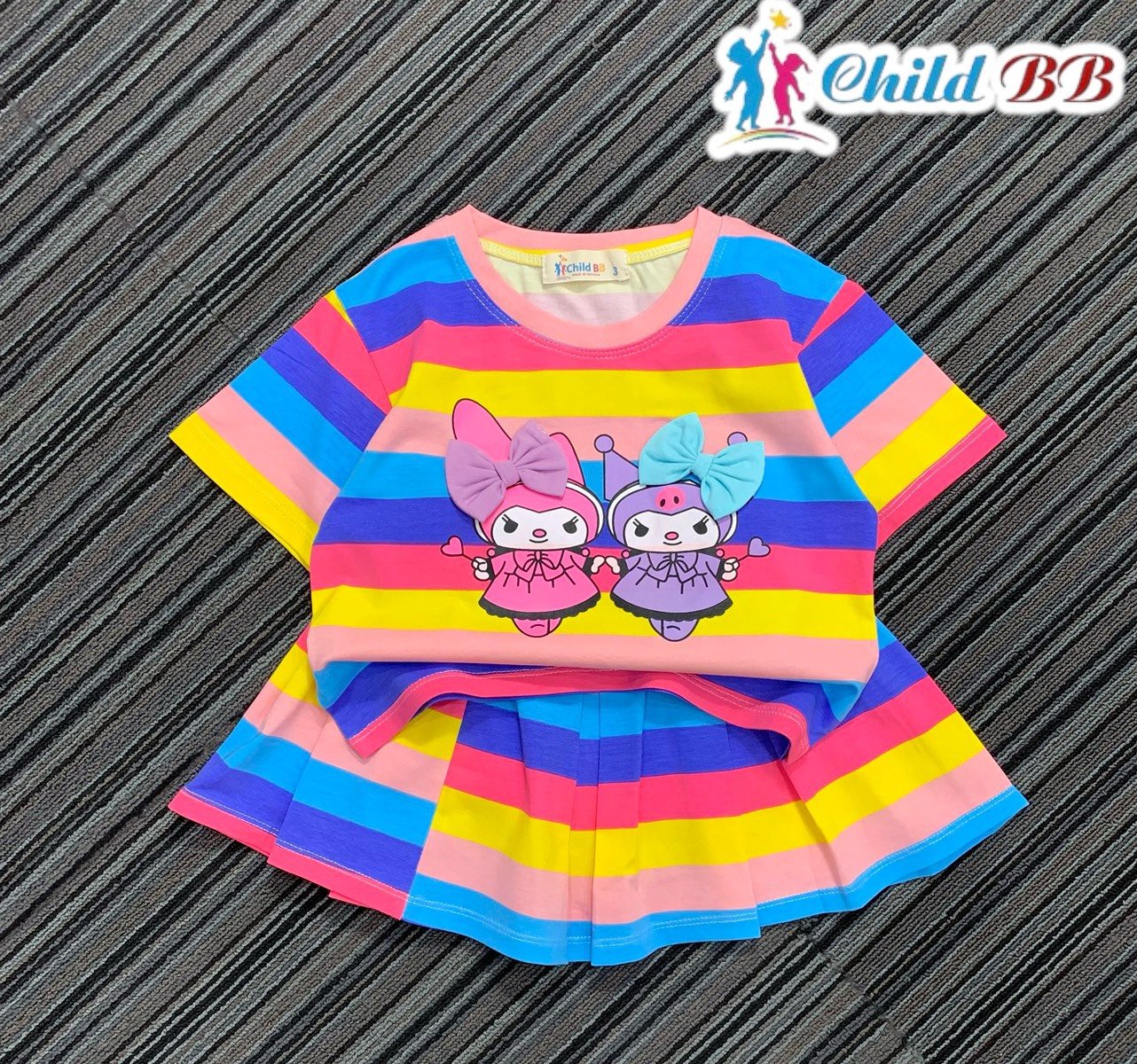 Đồ bộ bé gái, Bộ quần giả váy cho bé gái phong cách thể thao từ 20-40kg chất cotton mềm mịn mát