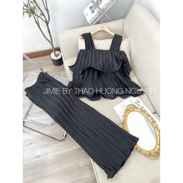 Đồ bộ nữ quần ống suông rộng vải lụa dập ly xốp, mịn, mát, ít nhăn * Set đồ bộ nữ mùa hè*