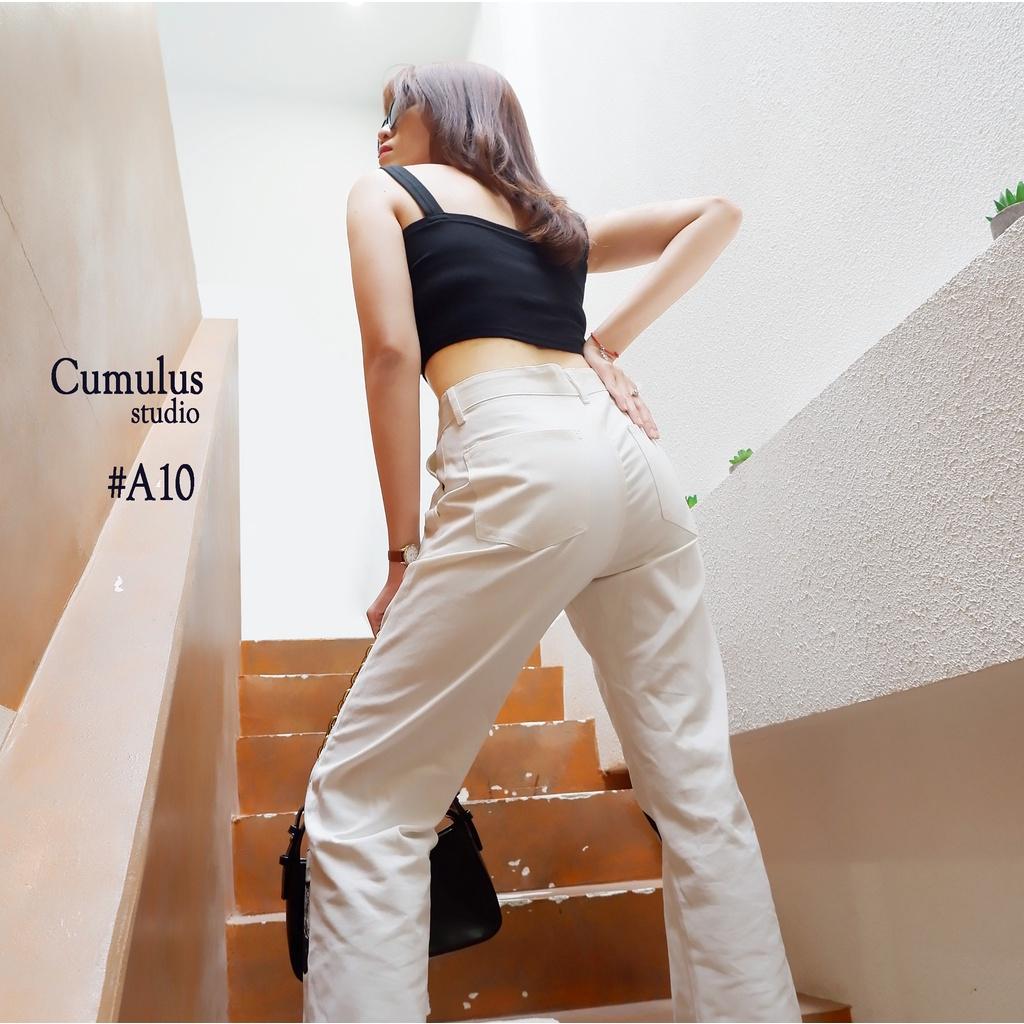 Áo croptop hai dây bản to Cumulus chất thun gân A10