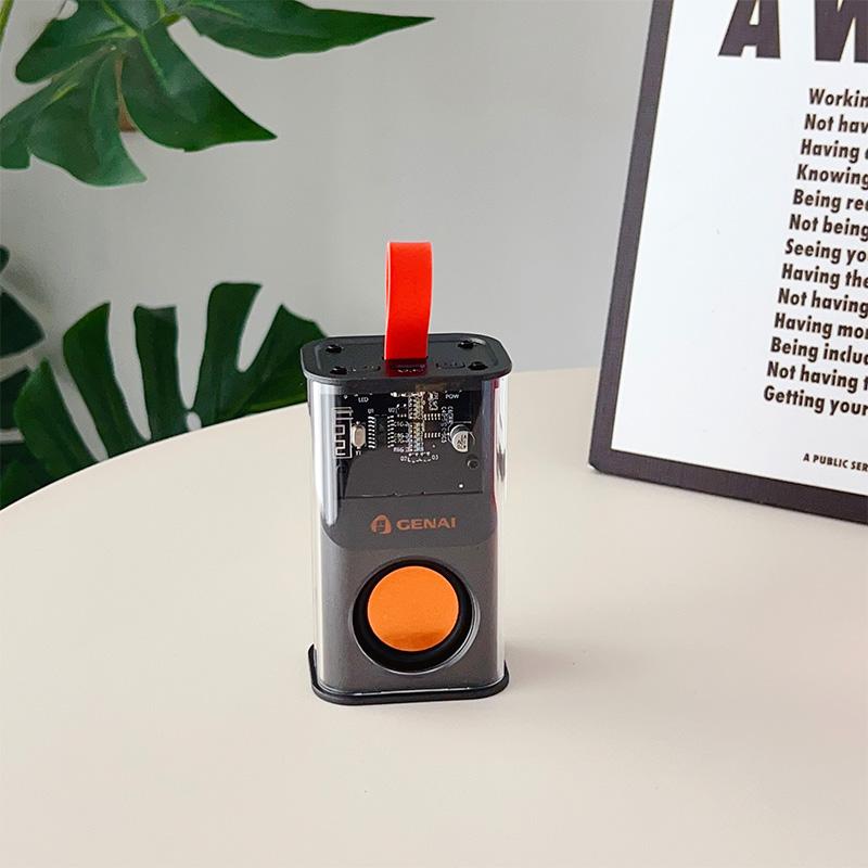 Loa Bluetooth GENAI Loa di động Mecha trong suốt Âm thanh nổi TWS Bluetooth 5.3 Đèn LED Hộp âm thanh Hỗ trợ bán buôn Màu sắc: Đen