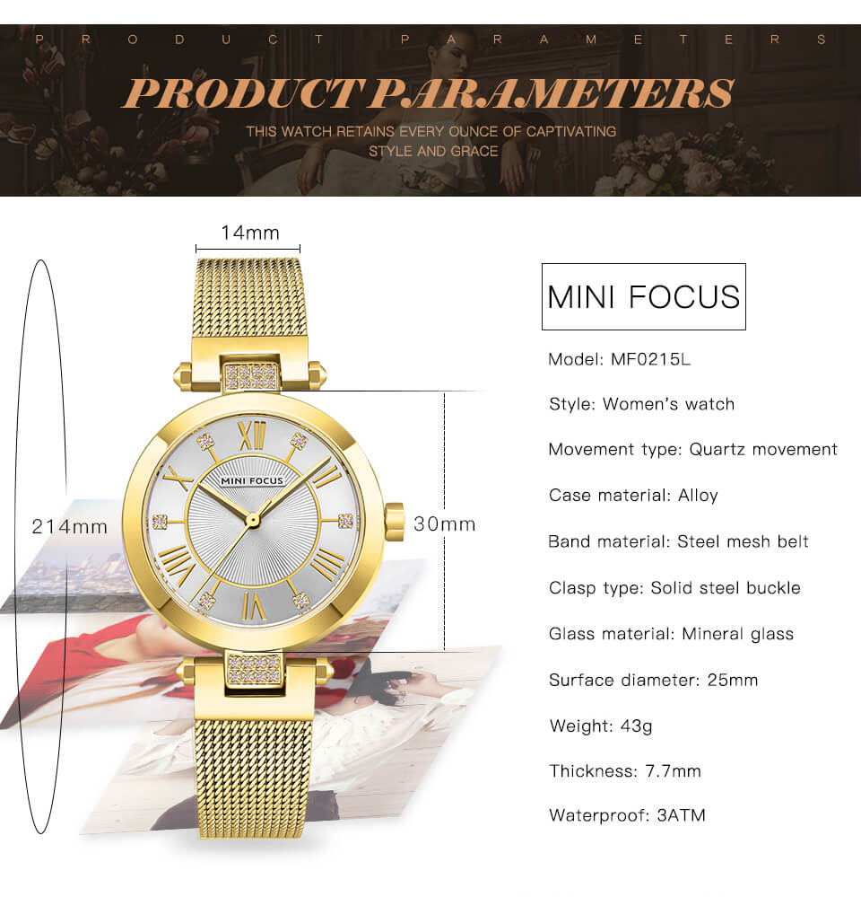 Đồng Hồ Nữ MINI FOCUS MF10 Chính Hãng Full Box Chống Nước 30m Kính Mineral Dây Thép Thời Trang Giá Rẻ