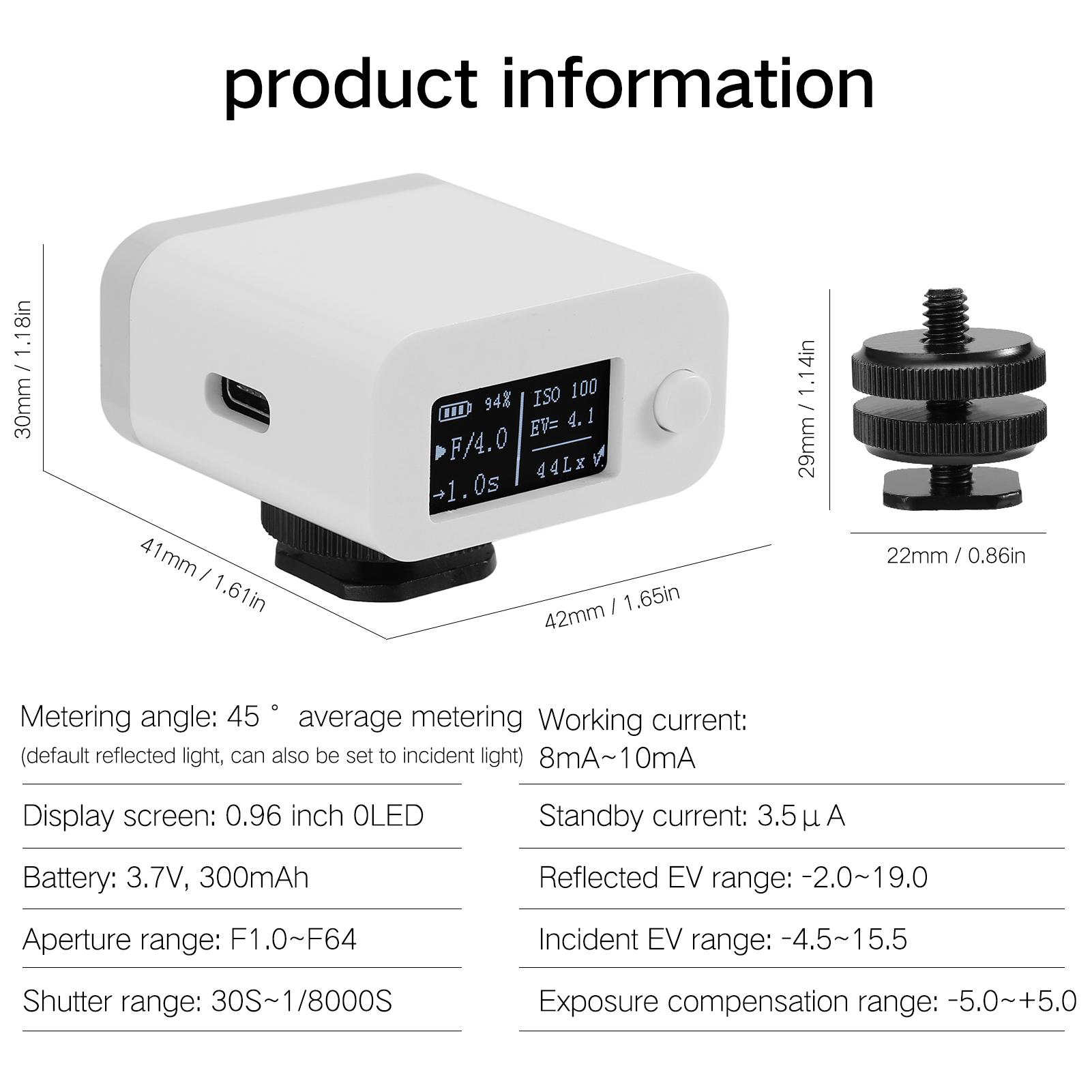 M08 Light Meter Camera Photometer Photography Set-top Reflection Light Meter Hot/Cold Shoe Fixing Camera Light Meter