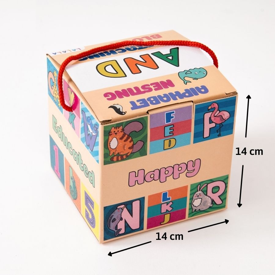 Đồ Chơi Tháp Xếp Chồng Bụng Bự Hình Khối 10 hộp Cho Bé từ 1-5 tuổi Alphabet Nesting and Stacking Blocks - Lalala Baby 