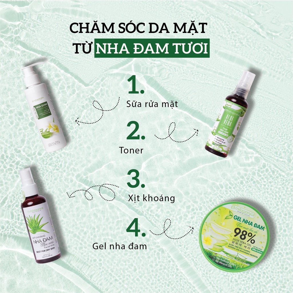 Xịt Khoáng Nha Đam Cấp Nước Tức Thì, Làm Dịu Da & Cân Bằng Độ Ẩm MILAGANICS 100ml