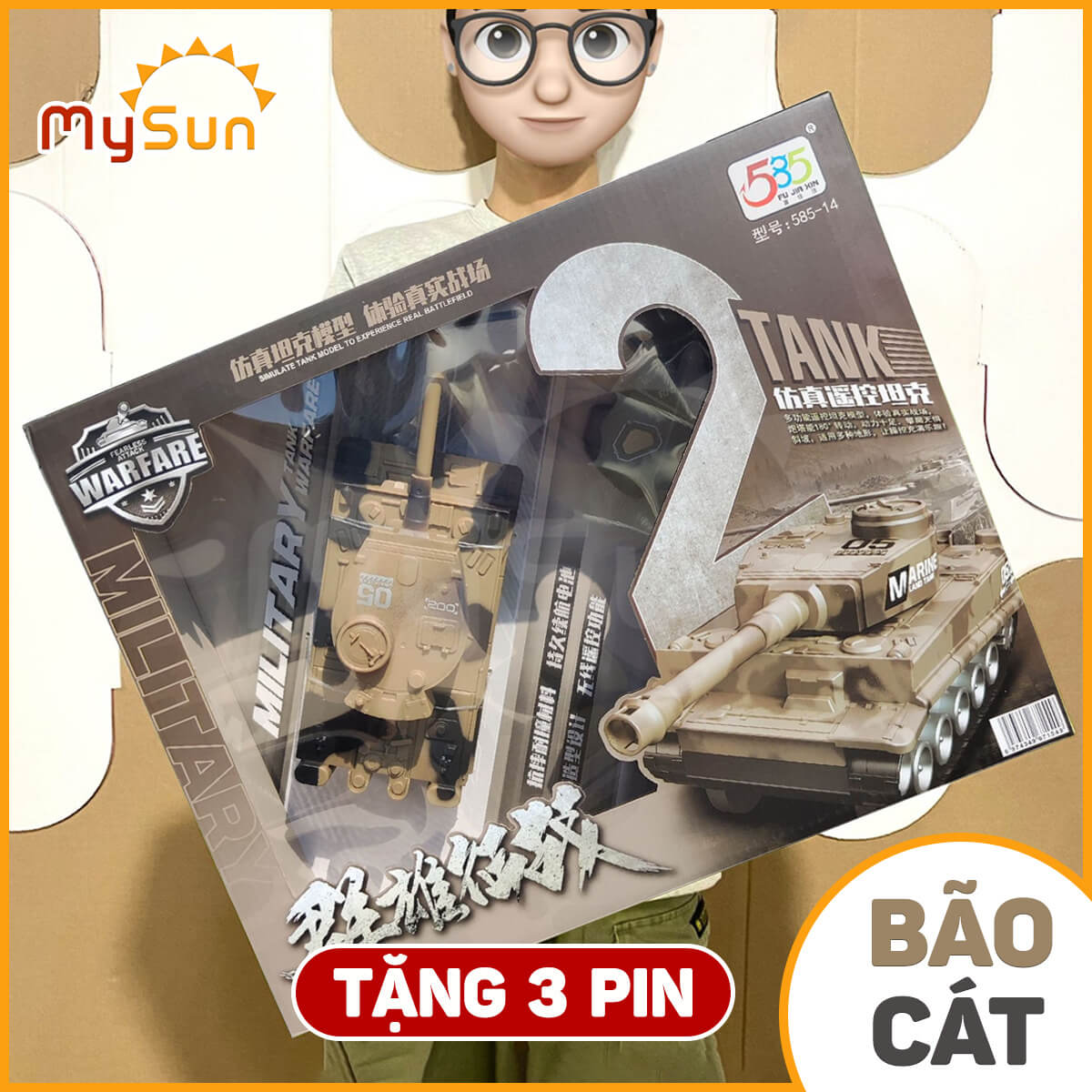 Mô hình xe tăng điều khiển từ xa đồ chơi xe tank cho bé trai MySun