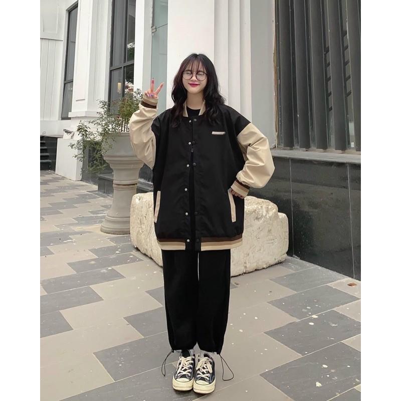 Áo khoác kaki bomber phối
