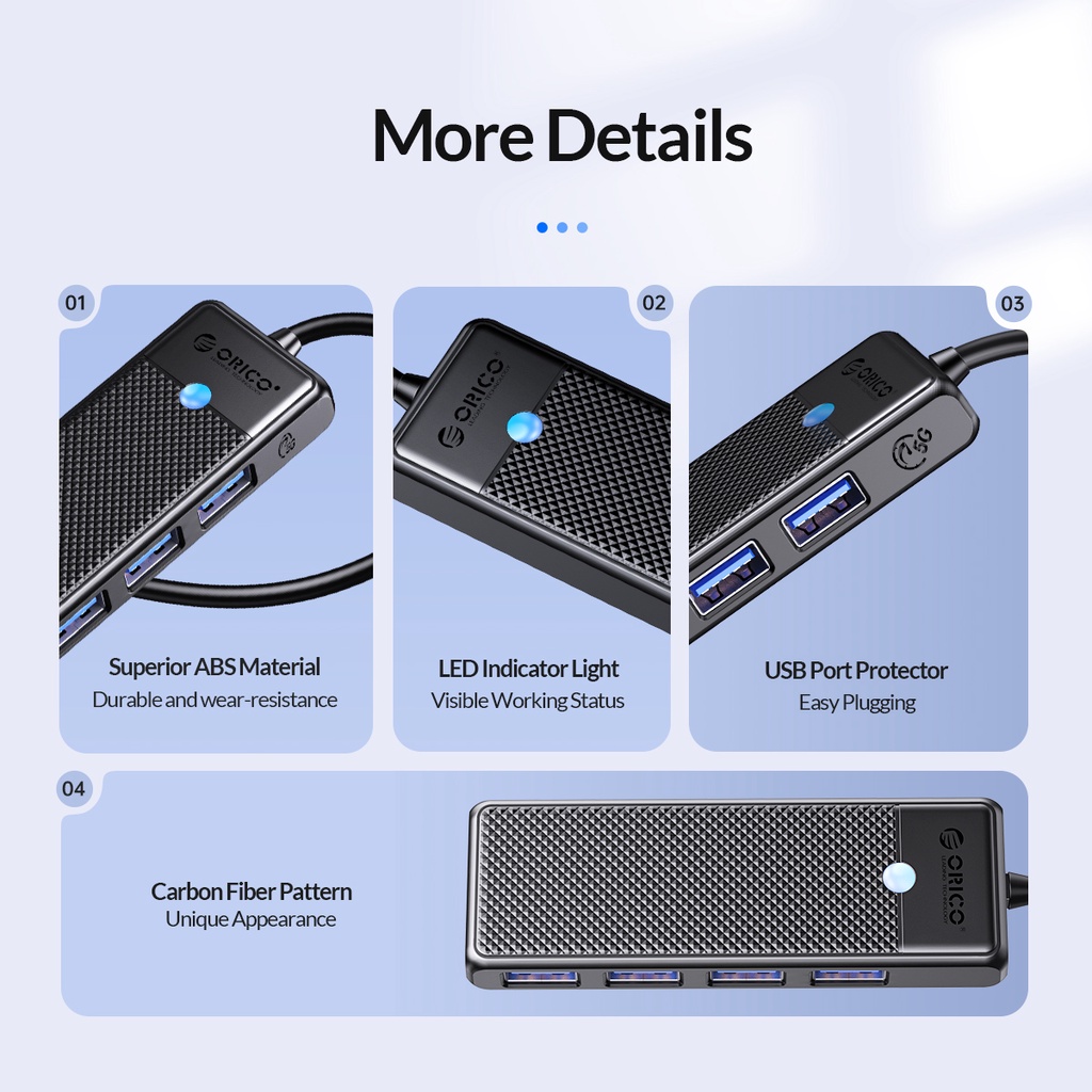 Bộ chia Hub USB ra 4 cổng USB 3.0 Orico PAPW4A-U3 - Hàng chính hãng