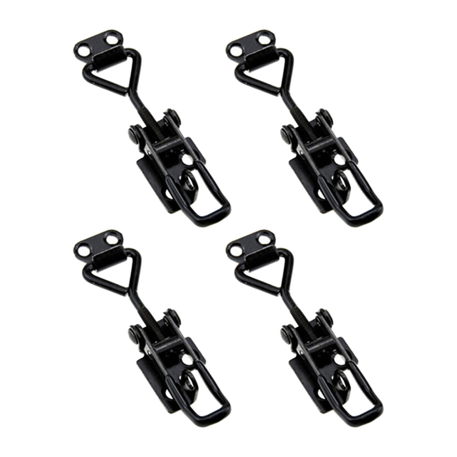 4x Toggle Clamps Cabinet Boxes Lever Handle Heavy Duty Toggle Hasp Hook Black Toggle Pull Adjustable for Wooden Box Case Trunk Tool Boxes Case