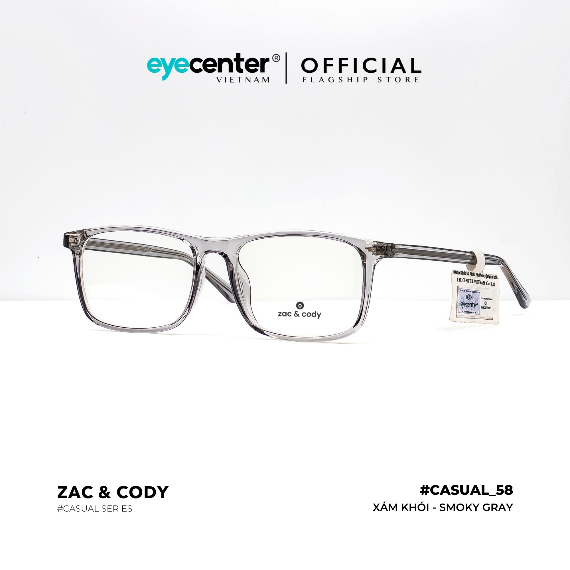 Gọng kính nam nữ chính hãng C58-S by ZAC CODY lõi thép chống gãy nhập khẩu Eye Center Vietnam