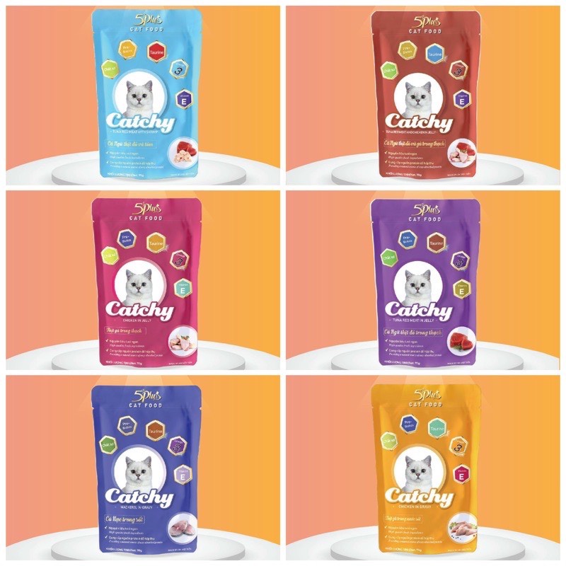 Pate Cho Mèo 5Plus Catchy Nhiều Vị Gói 70g - YonaPetshop