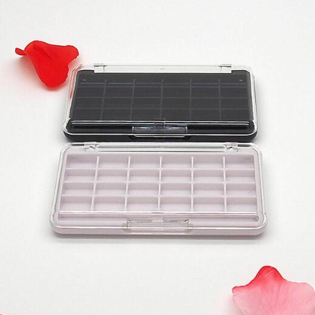 2Pcs 24 Grids Eyeshadow Palette Box Blush Powder Holder Case w/ Brush Slot