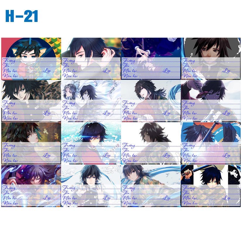 Nhãn vở set 32 nhãn vở Kimetsu no Yaiba các nhân vật