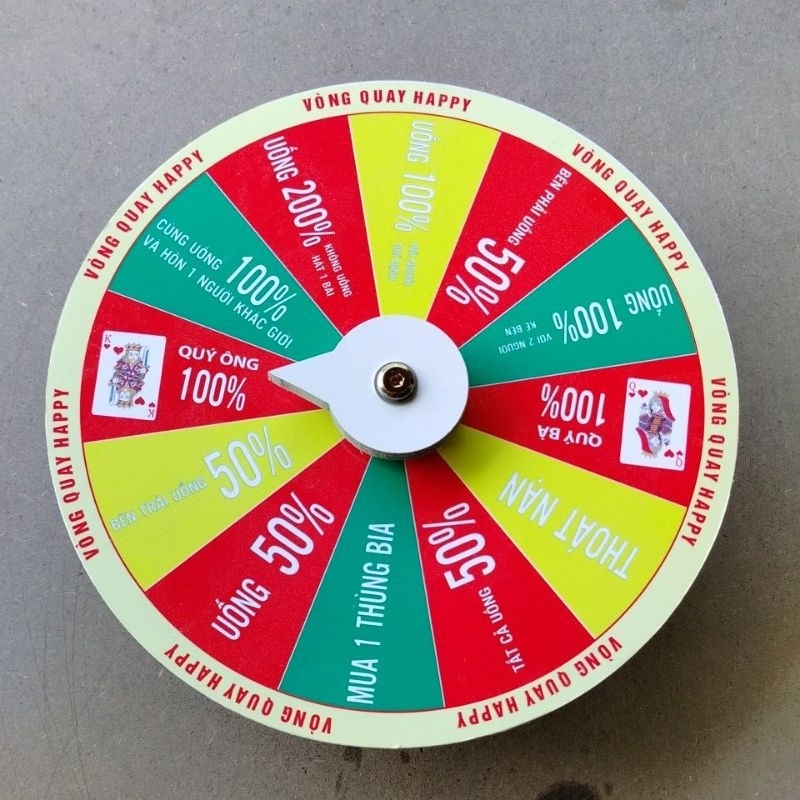 Vòng quay Lucky ( Ăn nhậu 12 ô - 3 màu - viền vàng - Đường kính 25cm x cao 6cm)