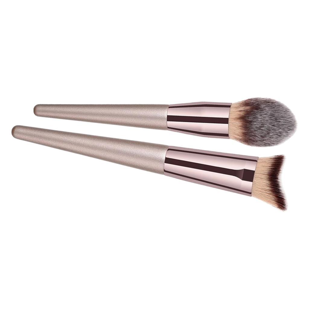 2Pcs Setting Powder Concealer Contour Kabuki Brush Makeup Beauty Tool Set