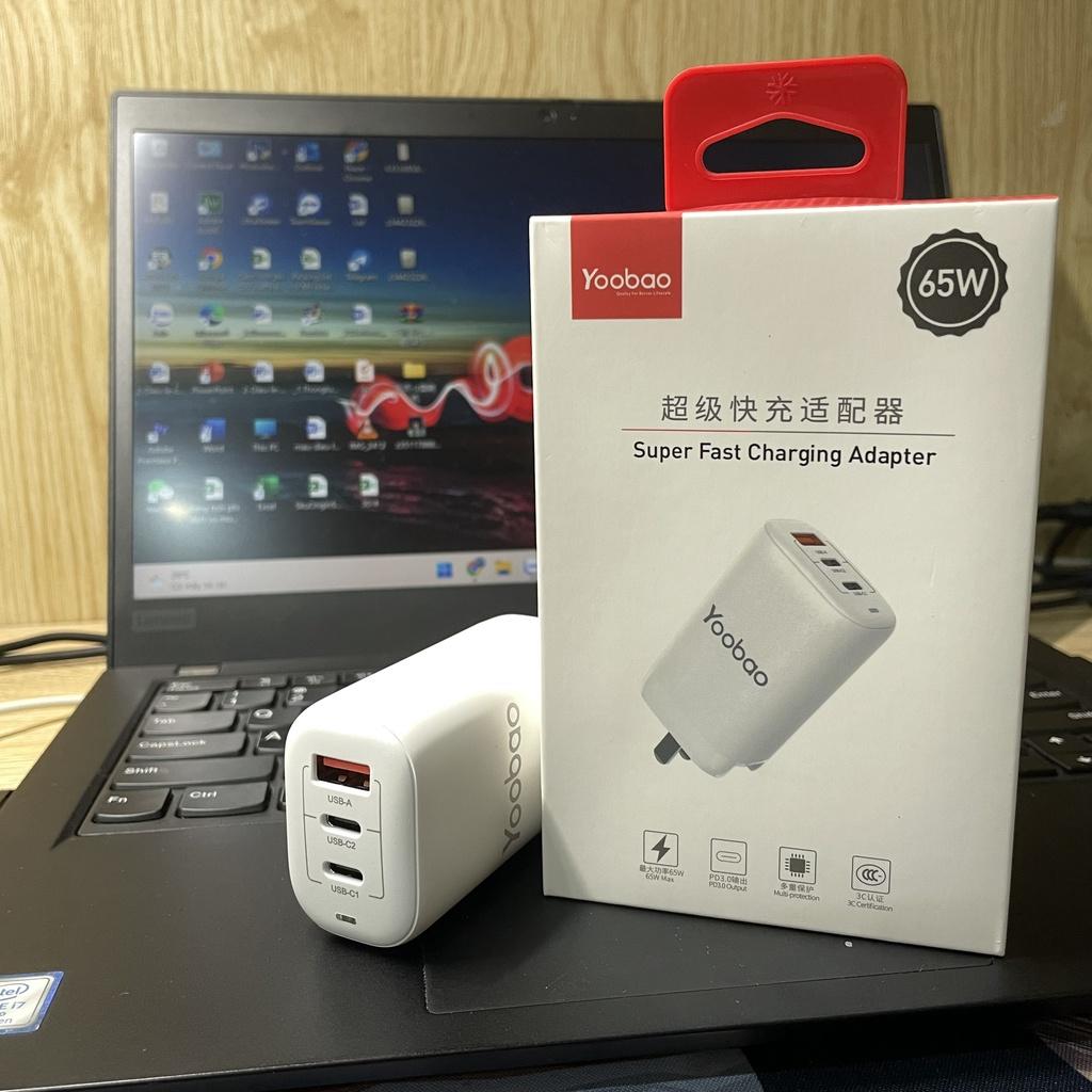 Củ sạc nhanh 65W Yoobao C003 3 cổng sạc Type C + USB Hàng nhập khẩu chính hãng