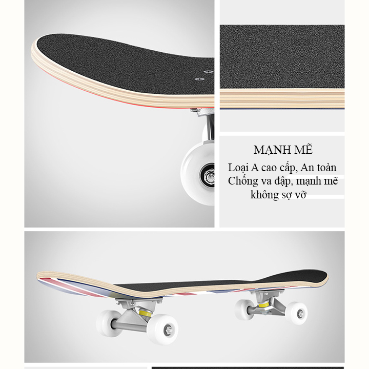 Ván Trượt Skateboard Cỡ Lớn Đạt Chuẩn Thị Đấu Chống Trơn Trượt, Khung Hợp Kim Nhôm Chắc Chắn