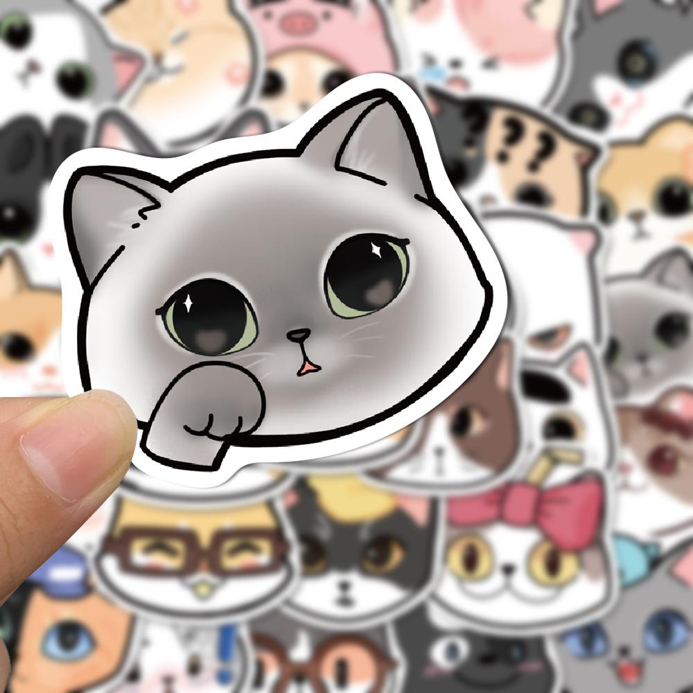Sticker mèo cute hoạt hình cute trang trí mũ bảo hiểm,guitar,ukulele,điện thoại,sổ tay,laptop-mẫu S31