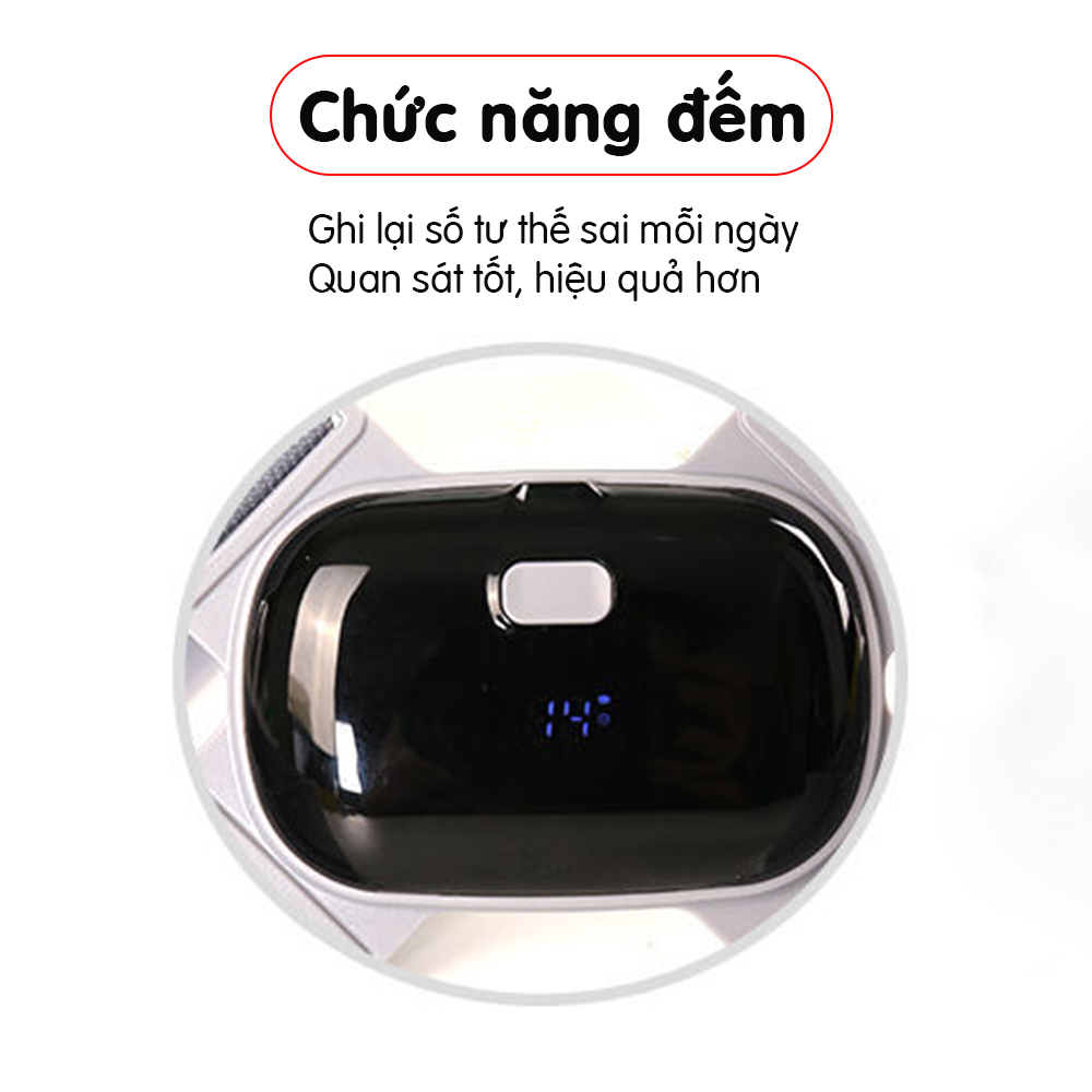 Đai chống gù lưng thông minh điều chỉnh tư thế - Cảm biến báo rung, đếm số lần ngồi sai - Pin sạc tiện lợi, nhỏ gọn, thích hợp dùng cả cho học sinh