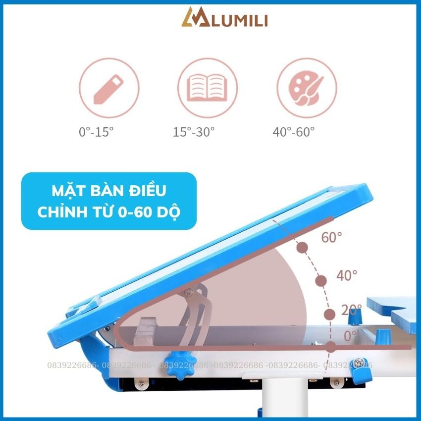 bộ bàn học chống gù chống cận bàn học thông minh lumili R12 có giá sách size 80cm